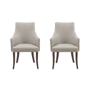 Manhattan Comfort Connie Elegant Leatherette And Velvet Dining Armchair With Beech Wood Legs For Stylish Dining Experience Light Grey Beech Wood 2-dc095ar-lg