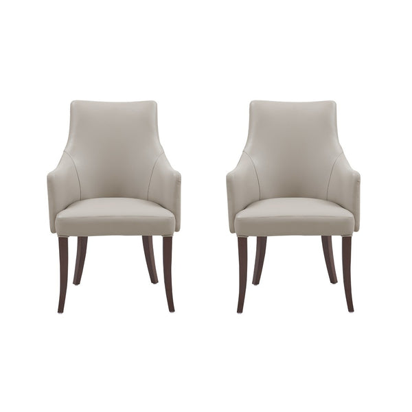 Manhattan Comfort Connie Elegant Leatherette And Velvet Dining Armchair With Beech Wood Legs For Stylish Dining Experience Light Grey Beech Wood 2-dc095ar-lg