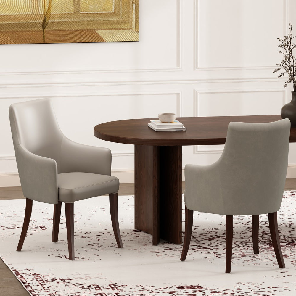 Manhattan Comfort Connie Elegant Leatherette And Velvet Dining Armchair With Beech Wood Legs For Stylish Dining Experience Light Grey Beech Wood 2-dc095ar-lg