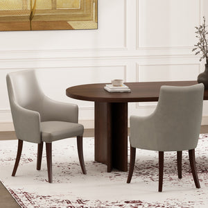 Manhattan Comfort Connie Elegant Leatherette And Velvet Dining Armchair With Beech Wood Legs For Stylish Dining Experience Light Grey Beech Wood 2-dc095ar-lg