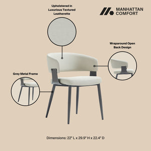 Manhattan Comfort Luce Textured Leatherette Dining Chair Set With Metal Legs - Modern Comfort For Every Table Setting Oatmeal Metal 2-dc097-ot