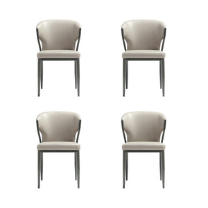 Manhattan Comfort Kirsten Contemporary Leatherette Dining Chair Set Of 4 - Elegant Design With Metal Frame & Comfort Light Grey Beech Wood 2-dc098-lg