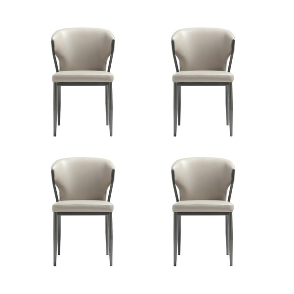 Manhattan Comfort Kirsten Contemporary Leatherette Dining Chair Set Of 4 - Elegant Design With Metal Frame & Comfort Light Grey Beech Wood 2-dc098-lg