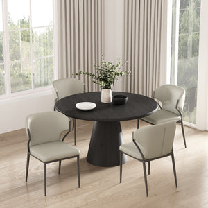 Manhattan Comfort Kirsten Contemporary Leatherette Dining Chair Set Of 4 - Elegant Design With Metal Frame & Comfort Light Grey Beech Wood 2-dc098-lg