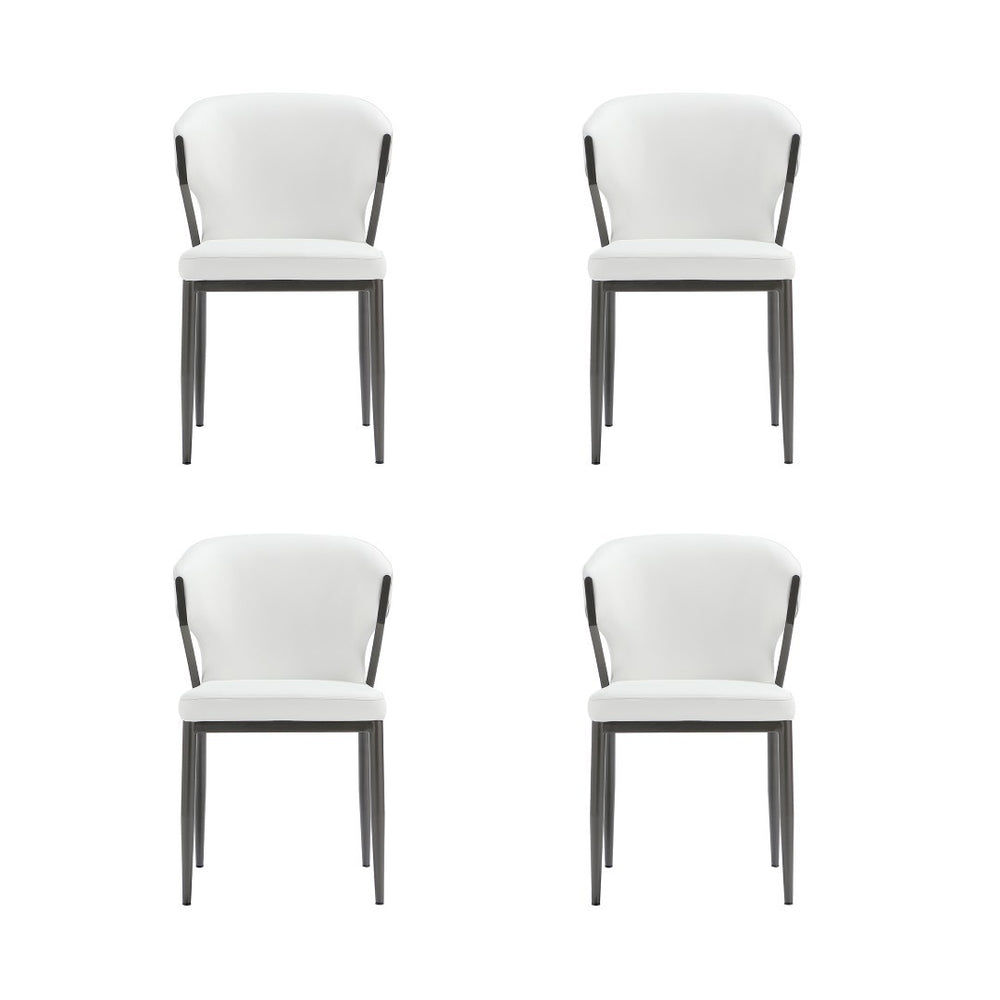 Manhattan Comfort Kirsten Contemporary Leatherette Dining Chair Set Of 4 - Elegant Design With Metal Frame & Comfort White Beech Wood 2-dc098-wh