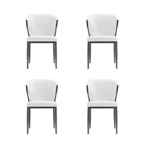 Manhattan Comfort Kirsten Contemporary Leatherette Dining Chair Set Of 4 - Elegant Design With Metal Frame & Comfort White Beech Wood 2-dc098-wh