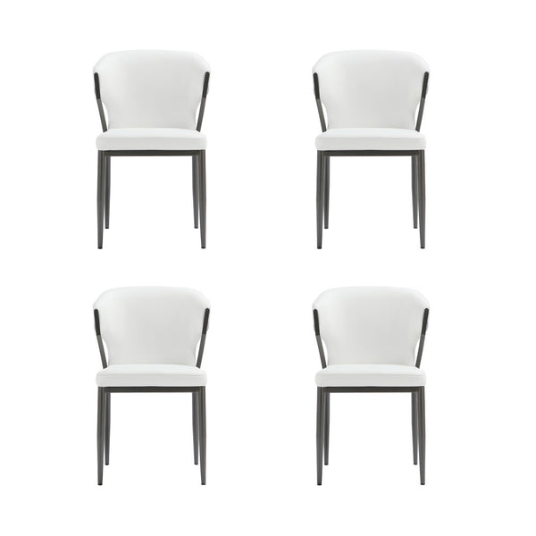 Manhattan Comfort Kirsten Contemporary Leatherette Dining Chair Set Of 4 - Elegant Design With Metal Frame & Comfort White Beech Wood 2-dc098-wh