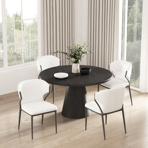 Manhattan Comfort Kirsten Contemporary Leatherette Dining Chair Set Of 4 - Elegant Design With Metal Frame & Comfort White Beech Wood 2-dc098-wh