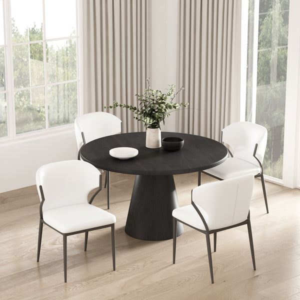 Manhattan Comfort Kirsten Contemporary Leatherette Dining Chair Set Of 4 - Elegant Design With Metal Frame & Comfort White Beech Wood 2-dc098-wh