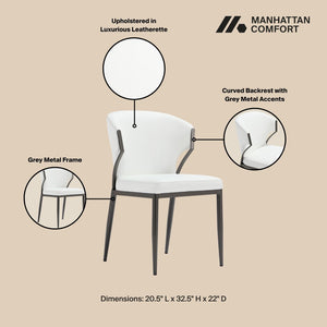 Manhattan Comfort Kirsten Contemporary Leatherette Dining Chair Set Of 4 - Elegant Design With Metal Frame & Comfort White Beech Wood 2-dc098-wh
