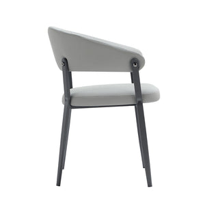 Manhattan Comfort Belle Textured Leatherette Dining Chair With Elegant Metal Legs - Perfect For Comfort & Style Stone Grey Metal 2-dc099-gy