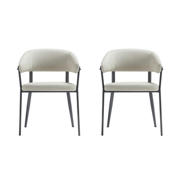 Manhattan Comfort Belle Textured Leatherette Dining Chair With Elegant Metal Legs - Perfect For Comfort & Style Oatmeal Metal 2-dc099-ot