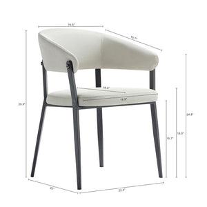 Manhattan Comfort Belle Textured Leatherette Dining Chair With Elegant Metal Legs - Perfect For Comfort & Style Oatmeal Metal 2-dc099-ot