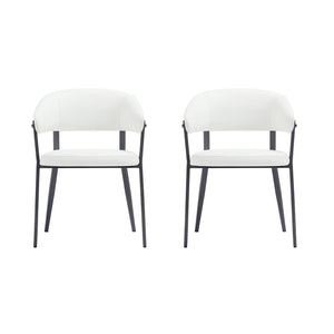 Manhattan Comfort Belle Textured Leatherette Dining Chair With Elegant Metal Legs - Perfect For Comfort & Style White Metal 2-dc099-wh