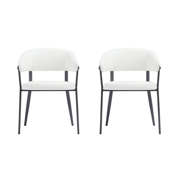 Manhattan Comfort Belle Textured Leatherette Dining Chair With Elegant Metal Legs - Perfect For Comfort & Style White Metal 2-dc099-wh