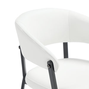 Manhattan Comfort Belle Textured Leatherette Dining Chair With Elegant Metal Legs - Perfect For Comfort & Style White Metal 2-dc099-wh