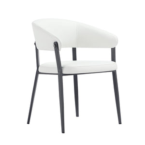 Manhattan Comfort Belle Textured Leatherette Dining Chair With Elegant Metal Legs - Perfect For Comfort & Style White Metal 2-dc099-wh