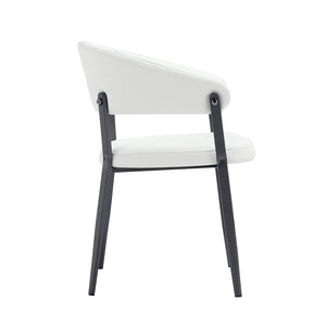 Manhattan Comfort Belle Textured Leatherette Dining Chair With Elegant Metal Legs - Perfect For Comfort & Style White Metal 2-dc099-wh