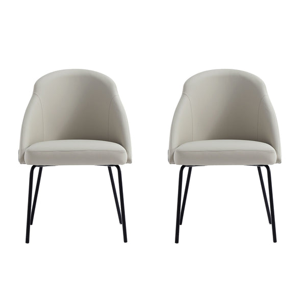 Manhattan Comfort Gracie Leatherette Dining Chair Set With Stylish Steel Legs For Modern Elegance In Any Space Stone And Black Steel 2-dc100-bst