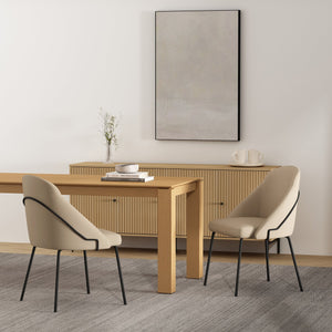 Manhattan Comfort Gracie Leatherette Dining Chair Set With Stylish Steel Legs For Modern Elegance In Any Space Tan And Black Steel 2-dc100-btn