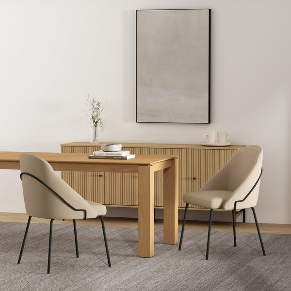 Manhattan Comfort Gracie Leatherette Dining Chair Set With Stylish Steel Legs For Modern Elegance In Any Space Tan And Black Steel 2-dc100-btn