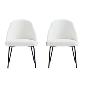 Manhattan Comfort Gracie Leatherette Dining Chair Set With Stylish Steel Legs For Modern Elegance In Any Space White And Black Steel 2-dc100-bwh