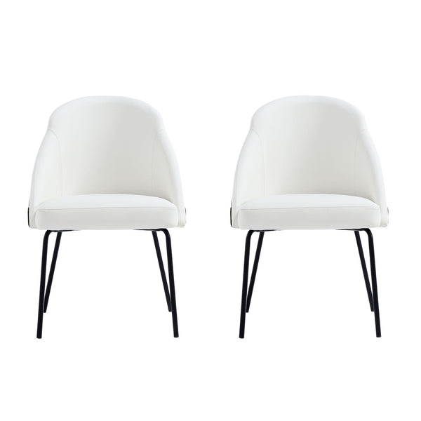 Manhattan Comfort Gracie Leatherette Dining Chair Set With Stylish Steel Legs For Modern Elegance In Any Space White And Black Steel 2-dc100-bwh
