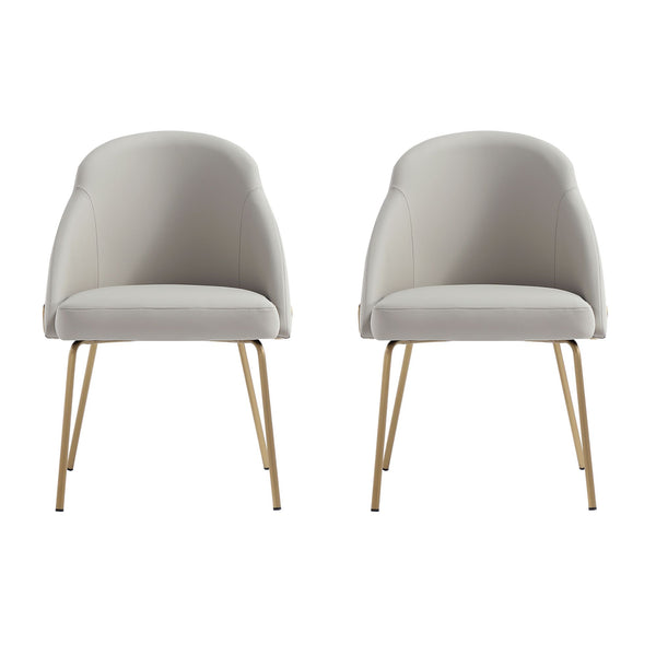 Manhattan Comfort Gracie Leatherette Dining Chair Set With Stylish Steel Legs For Modern Elegance In Any Space Stone And Gold Steel 2-dc100-gst