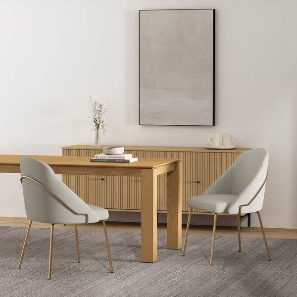 Manhattan Comfort Gracie Leatherette Dining Chair Set With Stylish Steel Legs For Modern Elegance In Any Space Stone And Gold Steel 2-dc100-gst