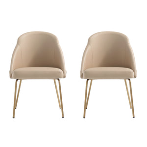Manhattan Comfort Gracie Leatherette Dining Chair Set With Stylish Steel Legs For Modern Elegance In Any Space Tan And Gold Steel 2-dc100-gtn