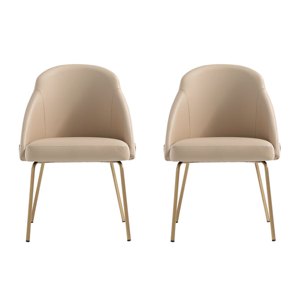 Manhattan Comfort Gracie Leatherette Dining Chair Set With Stylish Steel Legs For Modern Elegance In Any Space Tan And Gold Steel 2-dc100-gtn