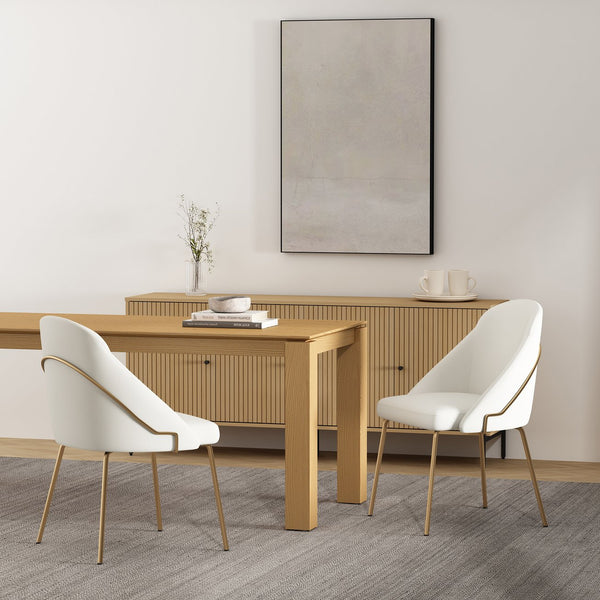 Manhattan Comfort Gracie Leatherette Dining Chair Set With Stylish Steel Legs For Modern Elegance In Any Space White And Gold Steel 2-dc100-gwh