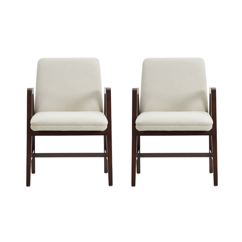 Manhattan Comfort Stella Velvet Dining Armchair Set With Elegant Beech Wood Frame For Timeless Modern Comfort Cream Beech Wood 2-dc101ar-cr