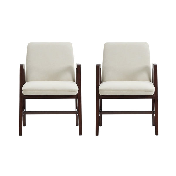 Manhattan Comfort Stella Velvet Dining Armchair Set With Elegant Beech Wood Frame For Timeless Modern Comfort Cream Beech Wood 2-dc101ar-cr