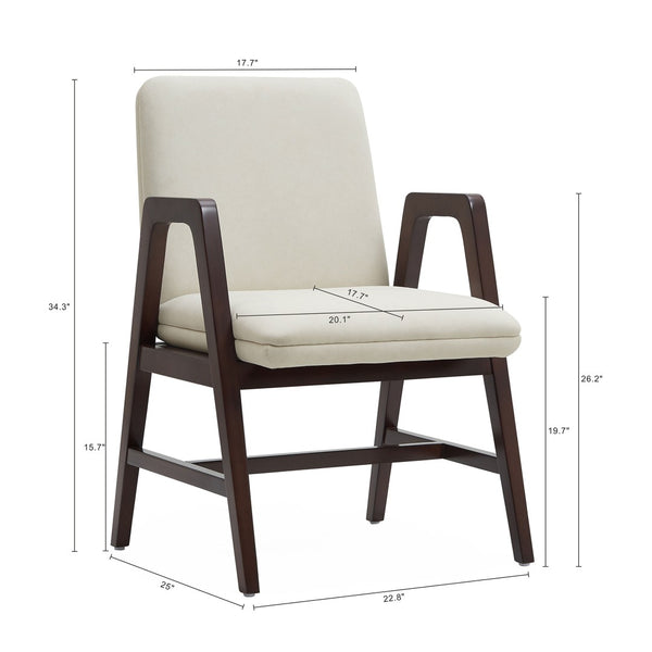 Manhattan Comfort Stella Velvet Dining Armchair Set With Elegant Beech Wood Frame For Timeless Modern Comfort Cream Beech Wood 2-dc101ar-cr