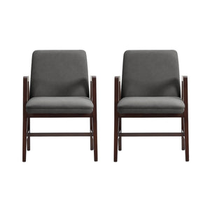 Manhattan Comfort Stella Velvet Dining Armchair Set With Elegant Beech Wood Frame For Timeless Modern Comfort Graphite Beech Wood 2-dc101ar-gy