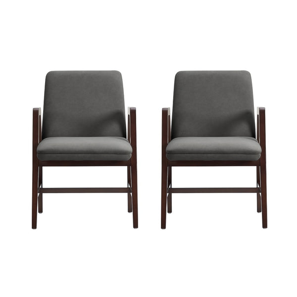 Manhattan Comfort Stella Velvet Dining Armchair Set With Elegant Beech Wood Frame For Timeless Modern Comfort Graphite Beech Wood 2-dc101ar-gy