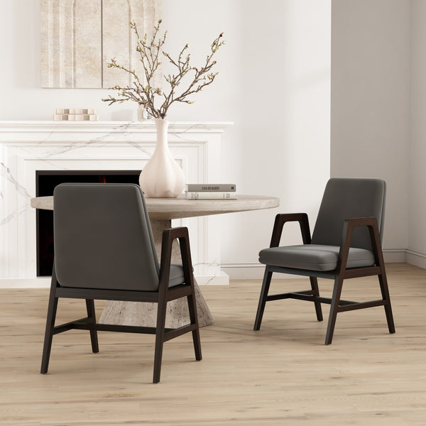Manhattan Comfort Stella Velvet Dining Armchair Set With Elegant Beech Wood Frame For Timeless Modern Comfort Graphite Beech Wood 2-dc101ar-gy