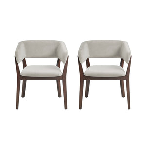 Manhattan Comfort Blake Faux Mohair Dining Armchair Set - Sculptural Elegance With Beech Wood Legs For Timeless Style Greige Beech Wood 2-dc102ar-ge