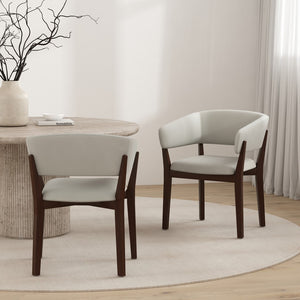 Manhattan Comfort Blake Faux Mohair Dining Armchair Set - Sculptural Elegance With Beech Wood Legs For Timeless Style Greige Beech Wood 2-dc102ar-ge