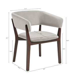 Manhattan Comfort Blake Faux Mohair Dining Armchair Set - Sculptural Elegance With Beech Wood Legs For Timeless Style Greige Beech Wood 2-dc102ar-ge