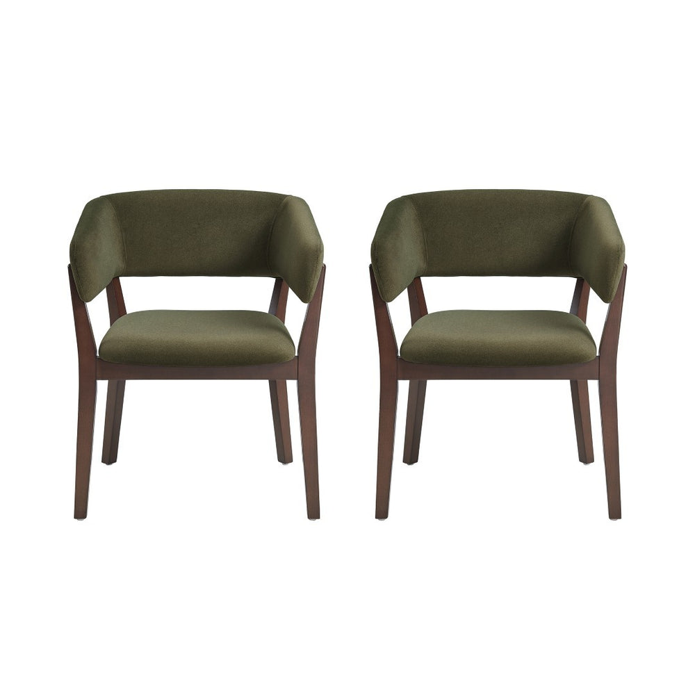 Manhattan Comfort Blake Faux Mohair Dining Armchair Set - Sculptural Elegance With Beech Wood Legs For Timeless Style Green Beech Wood 2-dc102ar-gr