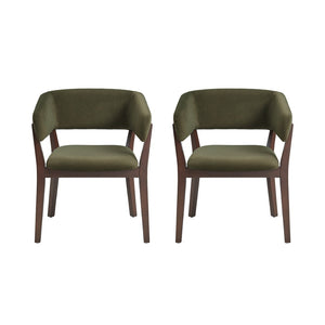 Manhattan Comfort Blake Faux Mohair Dining Armchair Set - Sculptural Elegance With Beech Wood Legs For Timeless Style Green Beech Wood 2-dc102ar-gr