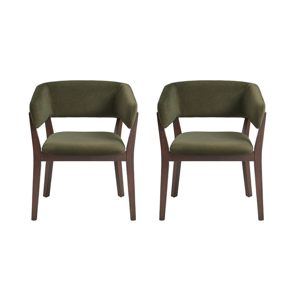 Manhattan Comfort Blake Faux Mohair Dining Armchair Set - Sculptural Elegance With Beech Wood Legs For Timeless Style Green Beech Wood 2-dc102ar-gr