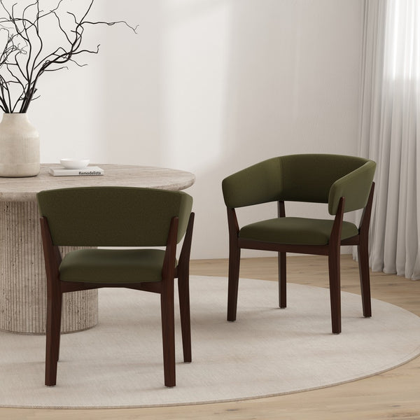 Manhattan Comfort Blake Faux Mohair Dining Armchair Set - Sculptural Elegance With Beech Wood Legs For Timeless Style Green Beech Wood 2-dc102ar-gr