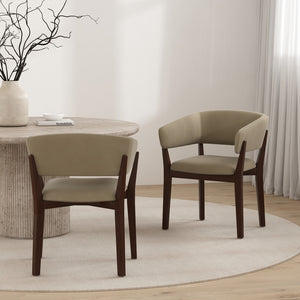 Manhattan Comfort Blake Faux Mohair Dining Armchair Set - Sculptural Elegance With Beech Wood Legs For Timeless Style Linen Beech Wood 2-dc102ar-ln