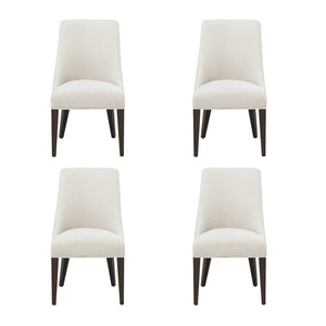 Manhattan Comfort Beever Plush Chenille Dining Chair Set Of 4 - Modern Elegance With Rubberwood Legs For Comfort Cream Rubberwood 2-dc103-cr