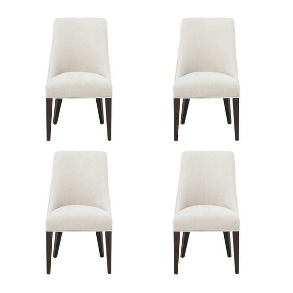 Manhattan Comfort Beever Plush Chenille Dining Chair Set Of 4 - Modern Elegance With Rubberwood Legs For Comfort Cream Rubberwood 2-dc103-cr