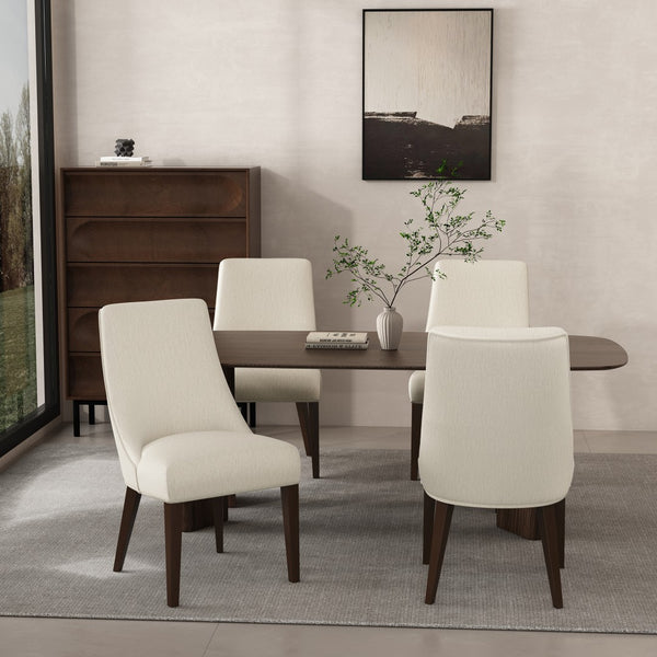 Manhattan Comfort Beever Plush Chenille Dining Chair Set Of 4 - Modern Elegance With Rubberwood Legs For Comfort Cream Rubberwood 2-dc103-cr