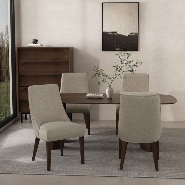 Manhattan Comfort Beever Plush Chenille Dining Chair Set Of 4 - Modern Elegance With Rubberwood Legs For Comfort Taupe Rubberwood 2-dc103-tp